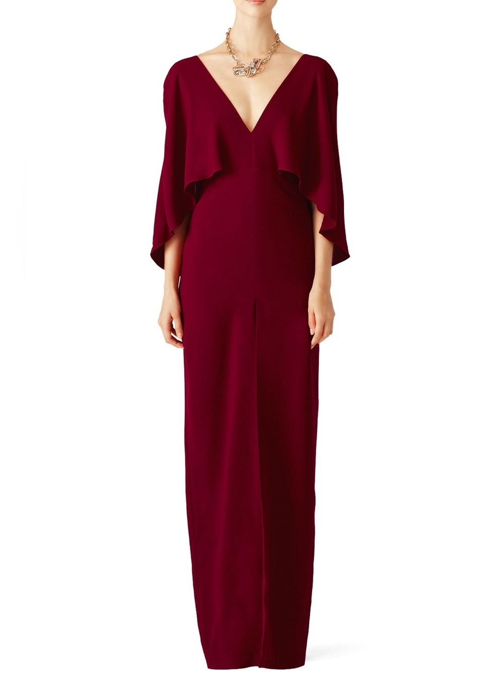 NWT Halston Heritage Dahlia Cape Sleeve Maxi Gown Formal Event Dress
